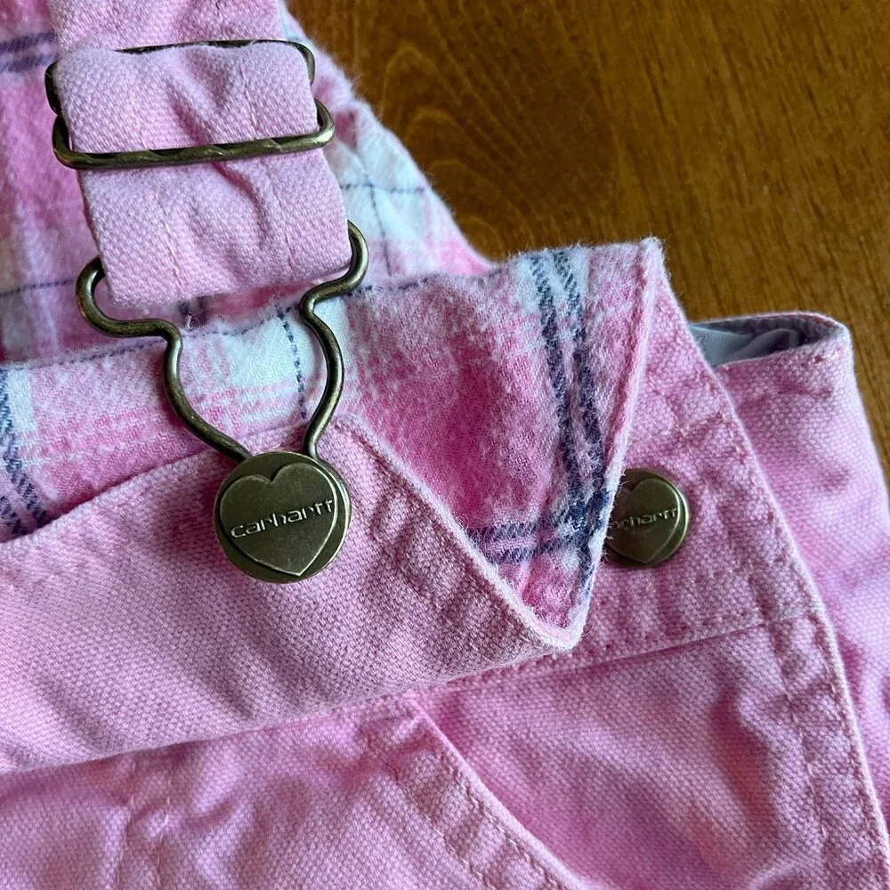 Carhartt pink flannel-lined overalls 24m